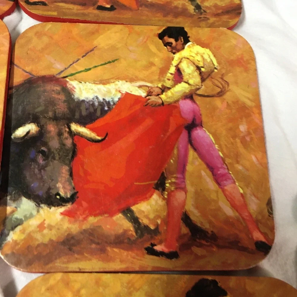 Bullfighter Coasters Set of 6 Bull Spanish Toreador Spain 4